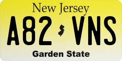 NJ license plate A82VNS