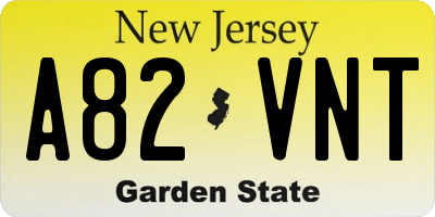 NJ license plate A82VNT