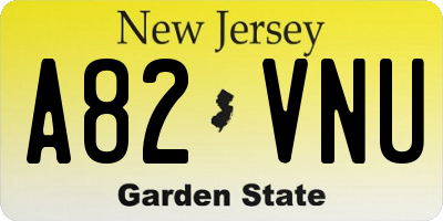 NJ license plate A82VNU