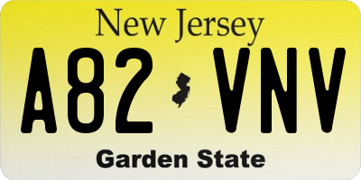 NJ license plate A82VNV