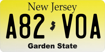 NJ license plate A82VOA