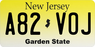 NJ license plate A82VOJ