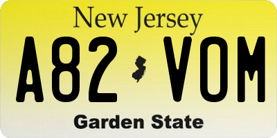 NJ license plate A82VOM