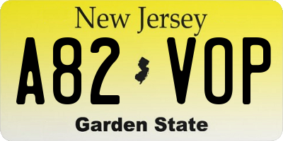NJ license plate A82VOP