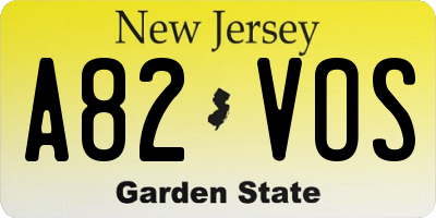 NJ license plate A82VOS
