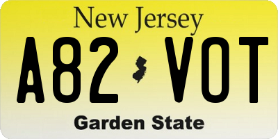NJ license plate A82VOT