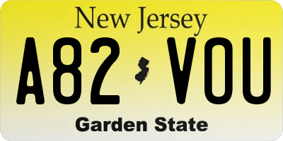 NJ license plate A82VOU