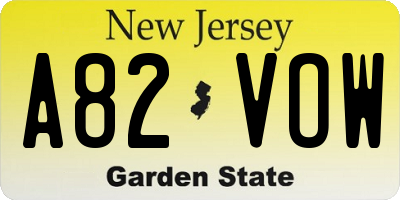 NJ license plate A82VOW
