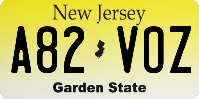 NJ license plate A82VOZ