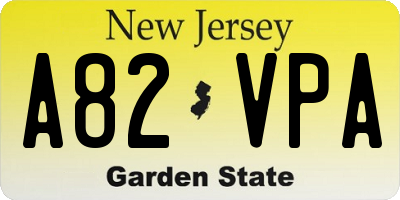 NJ license plate A82VPA