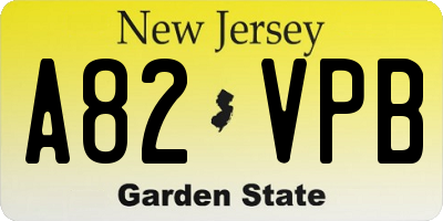 NJ license plate A82VPB