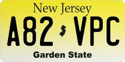 NJ license plate A82VPC