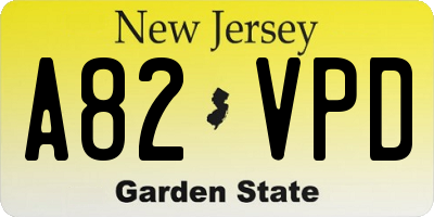NJ license plate A82VPD