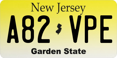 NJ license plate A82VPE