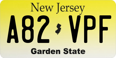 NJ license plate A82VPF