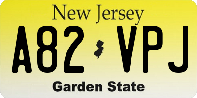 NJ license plate A82VPJ