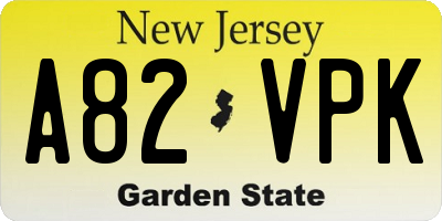 NJ license plate A82VPK