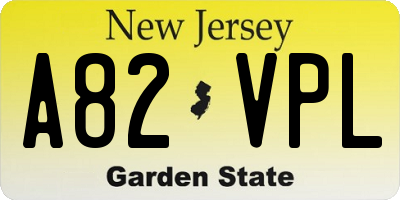 NJ license plate A82VPL