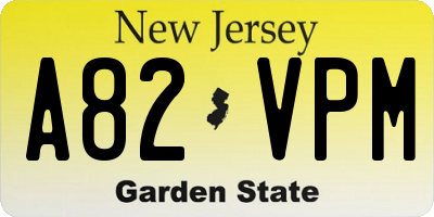 NJ license plate A82VPM