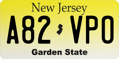 NJ license plate A82VPO