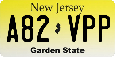 NJ license plate A82VPP