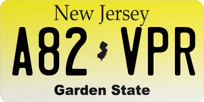 NJ license plate A82VPR