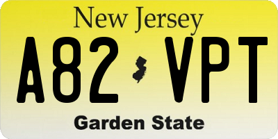 NJ license plate A82VPT