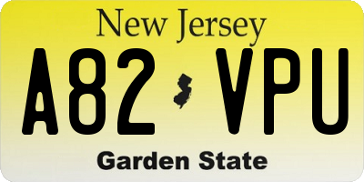 NJ license plate A82VPU