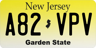 NJ license plate A82VPV