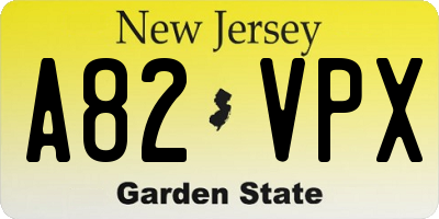 NJ license plate A82VPX
