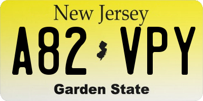 NJ license plate A82VPY