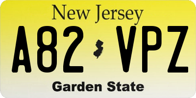 NJ license plate A82VPZ