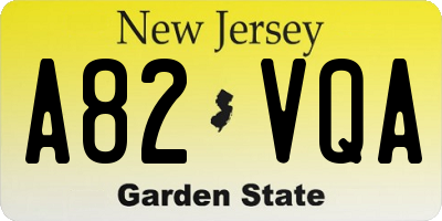 NJ license plate A82VQA