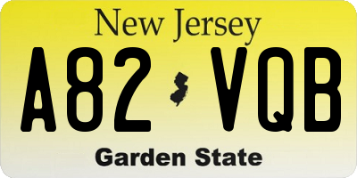 NJ license plate A82VQB