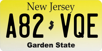 NJ license plate A82VQE