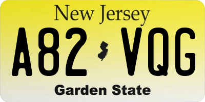 NJ license plate A82VQG