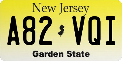 NJ license plate A82VQI