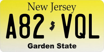 NJ license plate A82VQL