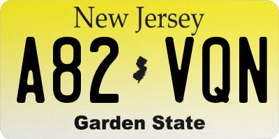 NJ license plate A82VQN