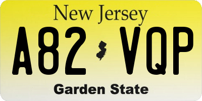 NJ license plate A82VQP