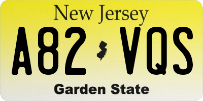 NJ license plate A82VQS