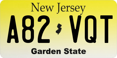 NJ license plate A82VQT