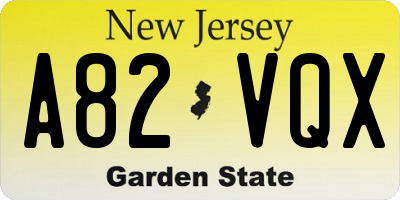 NJ license plate A82VQX