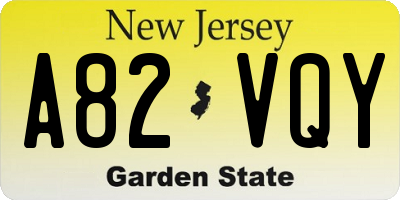 NJ license plate A82VQY
