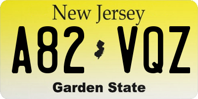 NJ license plate A82VQZ