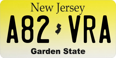 NJ license plate A82VRA