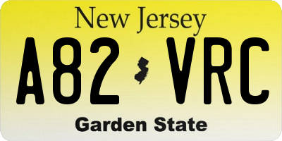 NJ license plate A82VRC