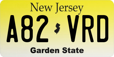 NJ license plate A82VRD