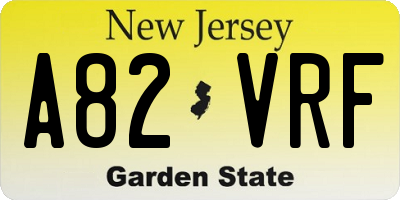NJ license plate A82VRF
