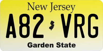 NJ license plate A82VRG